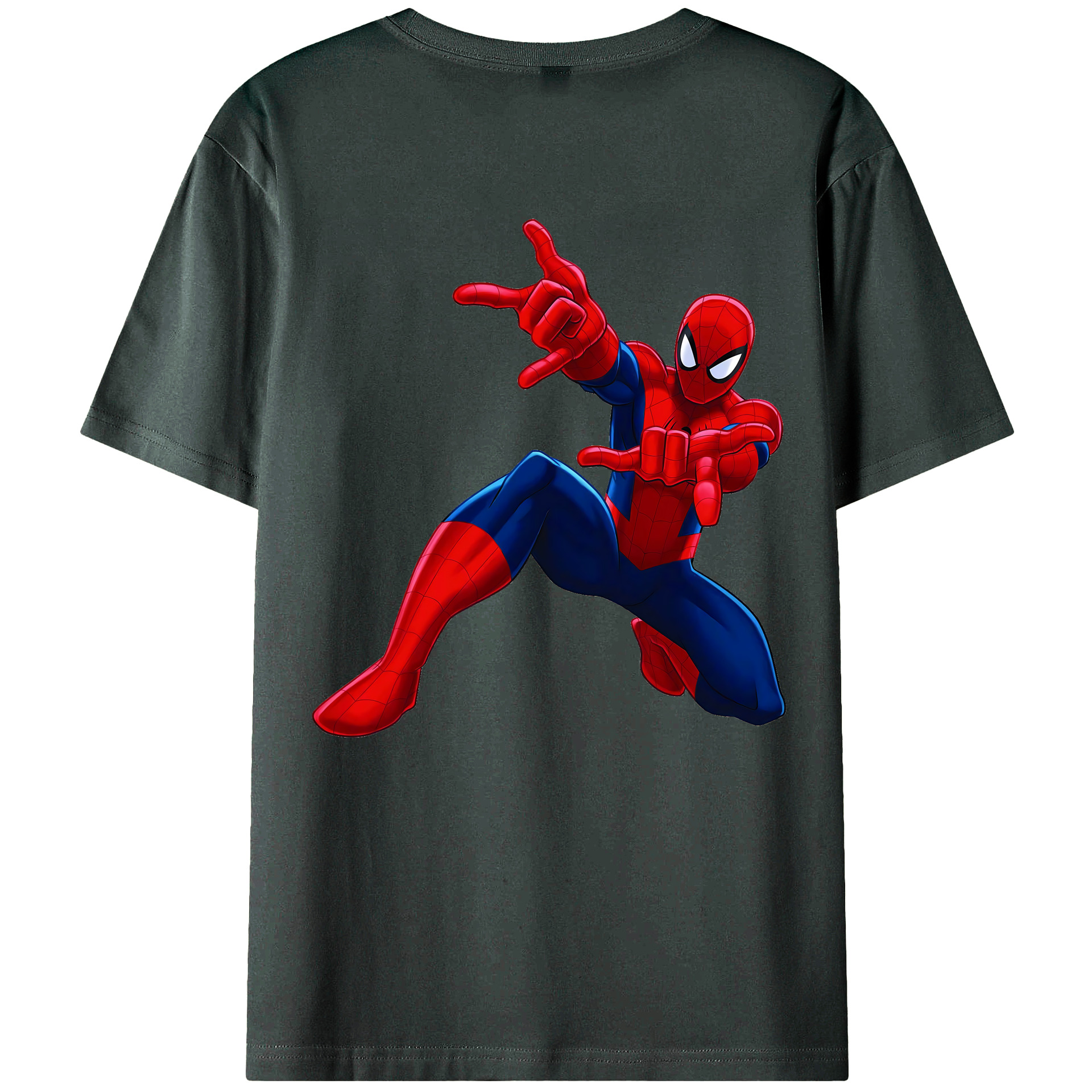 （画像用） Spider Man スパイダーマン 綿100％ メンズ半袖Tシャツ（バックプリント） 通気性